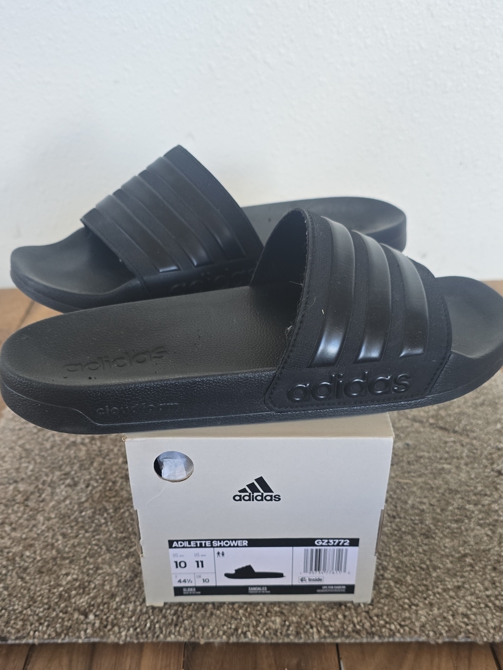 adidas Black Adilette-Style Slide Sandals